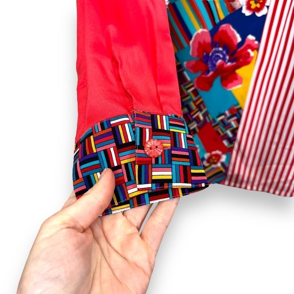 Koos of Course Womens Medium Red Silk Geometric Artsy Lagenlook Art-to-wear NWT - Picture 2 of 11